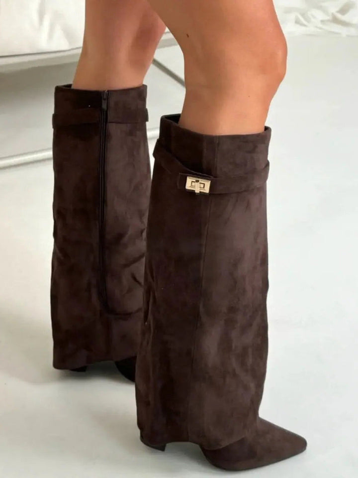 Alina - Botine Înalte cu Toc Elegant