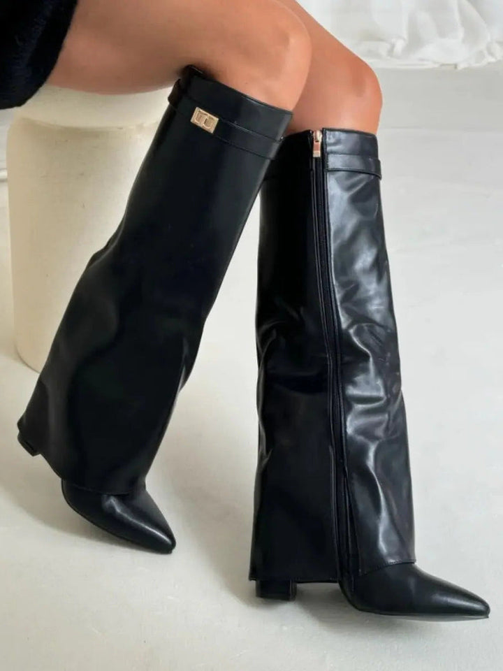 Alina - Botine Înalte cu Toc Elegant